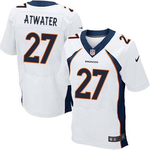 Men's Elite Steve Atwater Nike Jersey White Road - #27 NFL Denver Broncos